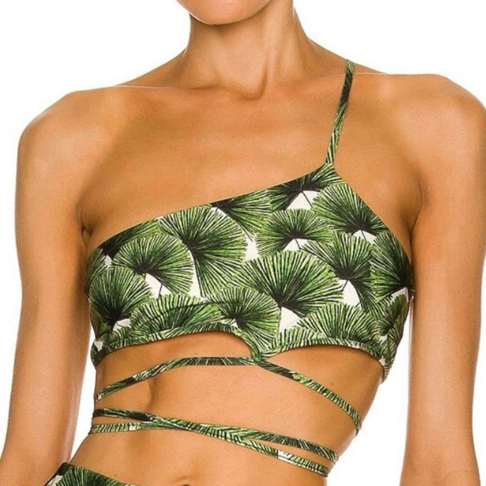 Agua by Agua Bendita Azucena Leaf Printed Bikini Top